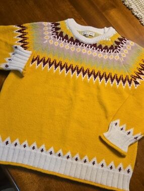 Woven Heart Yellow and Cream Knit Sweater